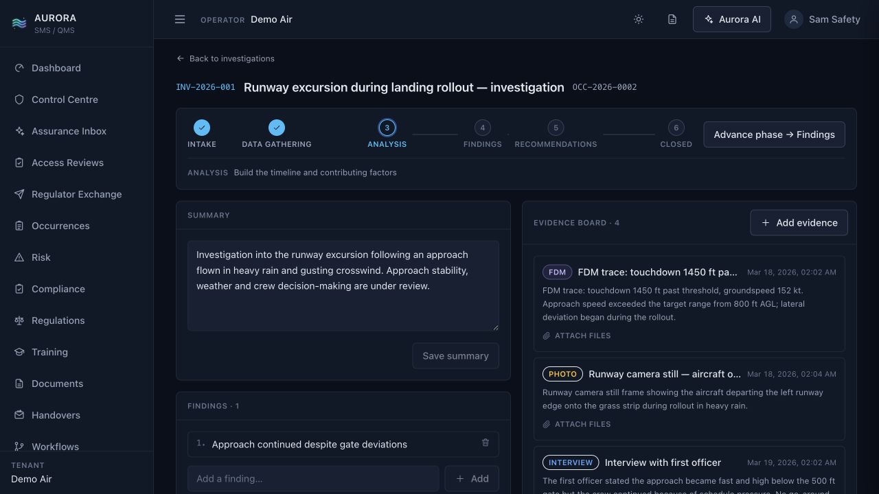FlightAtom Aurora Investigation Evidence screenshot