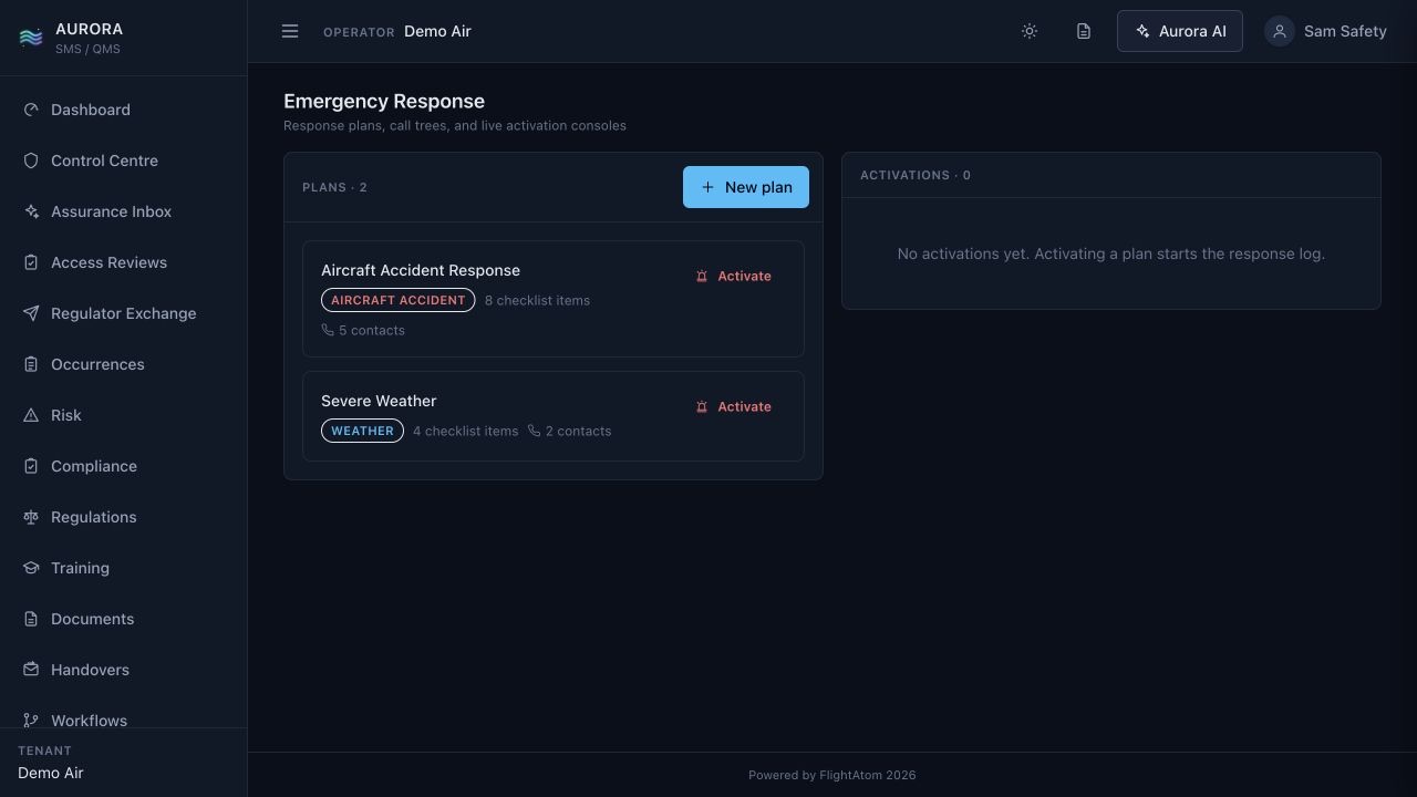 FlightAtom Aurora Emergency Response screenshot
