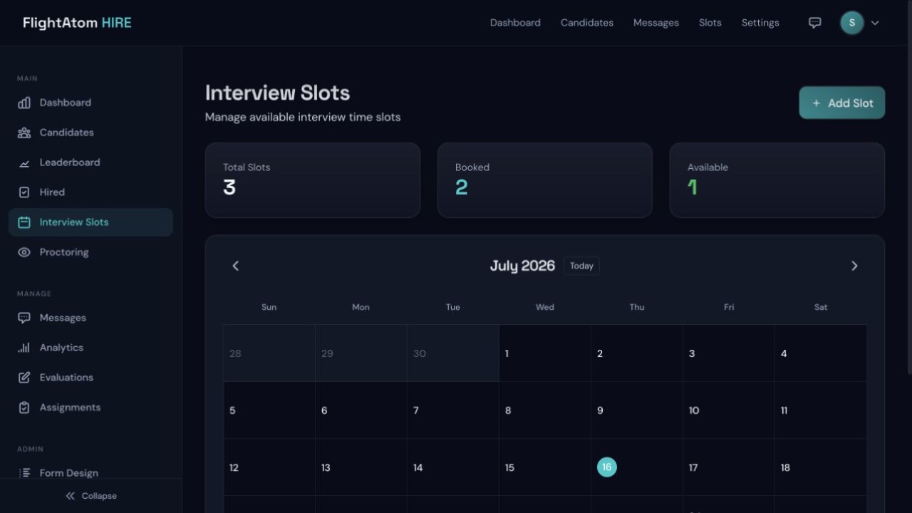 FlightAtom Hire Interview Planning screenshot
