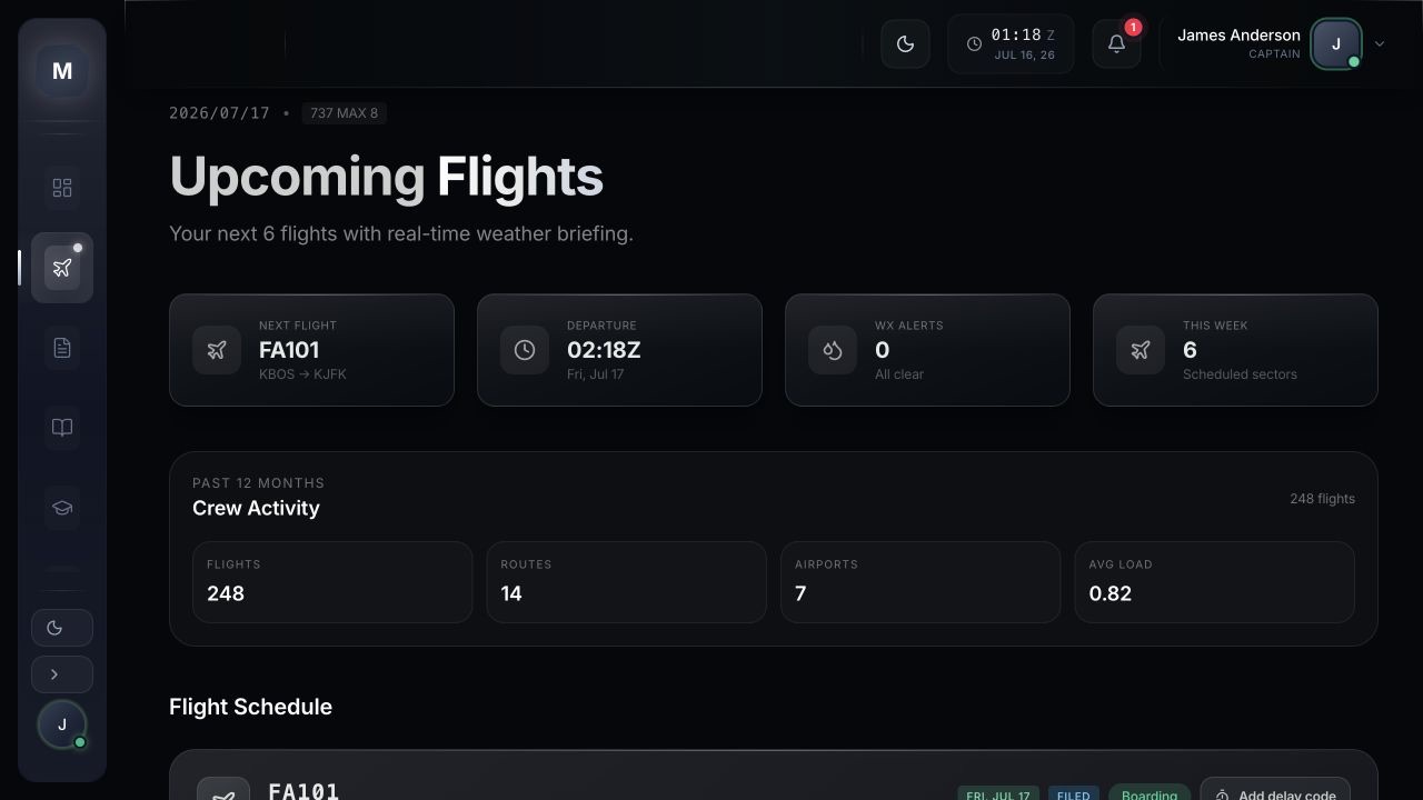 FlightAtom Menthor Flight & Crew Readiness screenshot